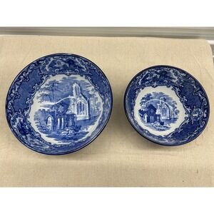 George Jones Abbey Flow Blue Set of Two Fruit, Serving or Mixing Bowls (279/280)